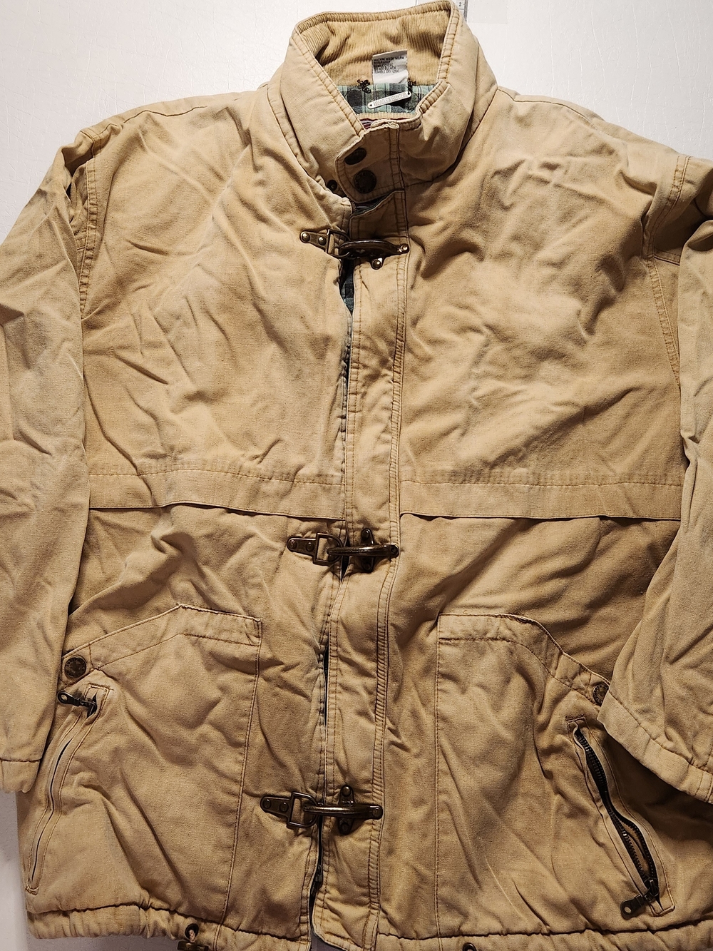 1990's Vintage Urban Equipment Jackets Tan Military with Toggle Closures